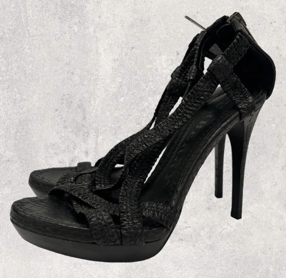 Burberry Snakeskin Python Black Leather Platform … - image 2