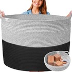 XXXXL WASHABLE Blanket Basket Living Room 2PCs Toy Jumbo, Black & Grey 