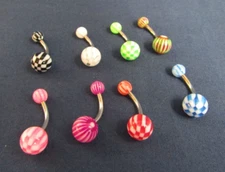FASHION BELLY PIERCING JEWELRY MULTI COLORS LOT OF 8 PIECES