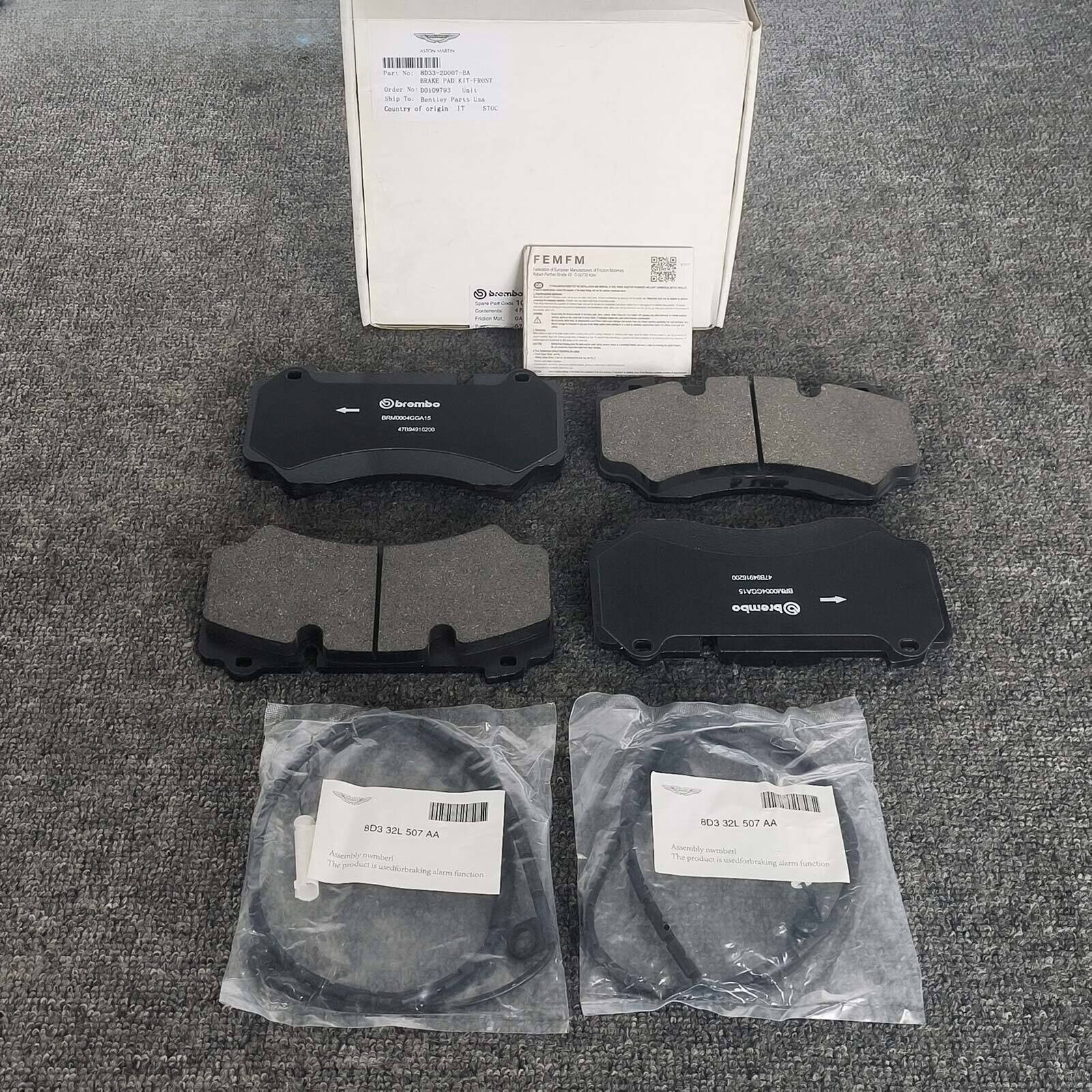 8D33-2D007-BA OEM 2013-2016 Aston Martin DB9,Vanquish,DBS,Virage Front Brake Pad