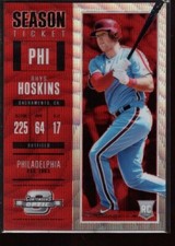 RHYS HOSKINS /199 ROOKIE PRIZMS RUBY WAVE REFRACTOR RC SP 2018 CONTENDERS OPTIC