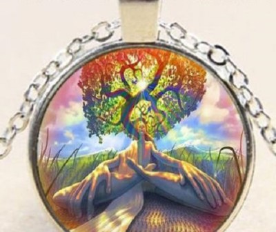 TREE LIFE YOGA  SPIRITUALpendant Silver 20'' Necklace women mom  FREE $10 GIFT 