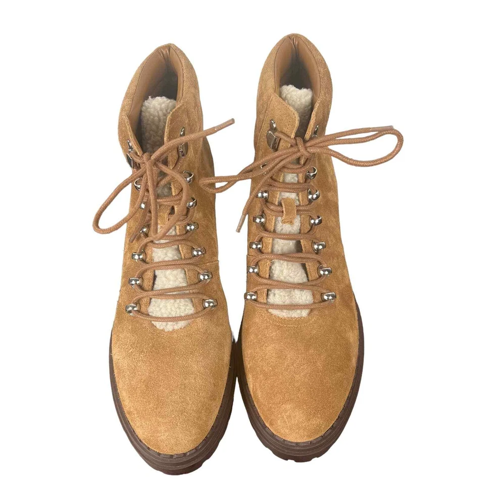 BOTAS DE SENDERISMO MARC FISHER LTD NAIRY IMITACIÓN PIEL RIBETE EN MARRÓN NUEVAS SIN ETIQUETAS PARA MUJER TALLA 11 - Imagen 2 de 4
