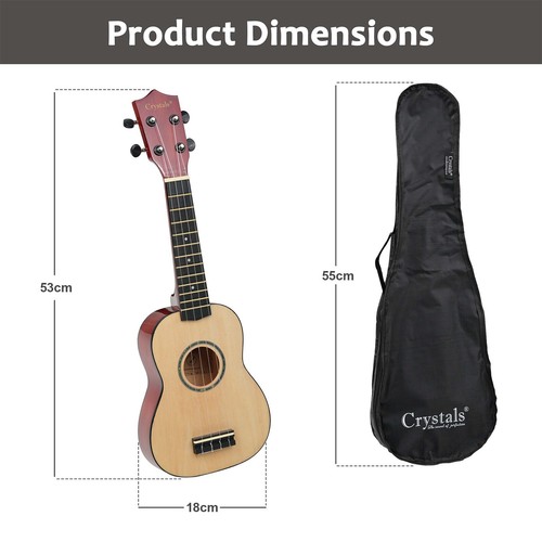 21" Soprano Beginners Ukulele with Gig Bag, Felt Pick & Spare Strings – Natural - Picture 4 of 7
