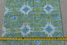 By 1/2 Yd, Vintage, Large Olive & Blue Print on Heavier Cotton, Concord, P3512