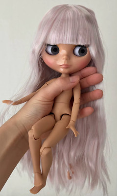 Blythe Puppe mit Haaren glänzend Gesicht hellbraune Haut BJD Puppe 4 Farben Augen Sammlerstück Spielzeug