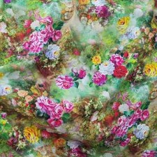 1Yard X 1.4Meter Digitally Floral Viscose Fabric Dress Gown Robe Material Rayon