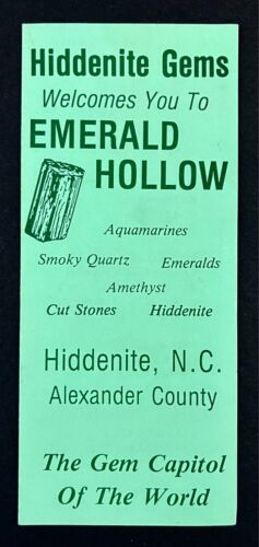 1980s Emerald Hollow Hiddenite North Carolina Gem Mining Vintage Travel Brochure