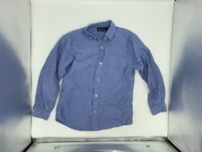 Cherokee Boy S 6 7 Button Up Shirt Blue Collared Long Sleeve Pockets 100% Cotton