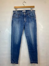 Moussy Vintage Women's Dark Wash Skinny Jean Fray Hem Cotton Stretch Size 28