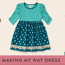 Girls Matilda Jane Size 4 Making My Way Dress Aqua Green Dot Wonderment 30018D