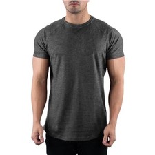 Mens Cotton Gym T-Shirt Summer Fitness Workout Bodybuilding Slim Fit Tee