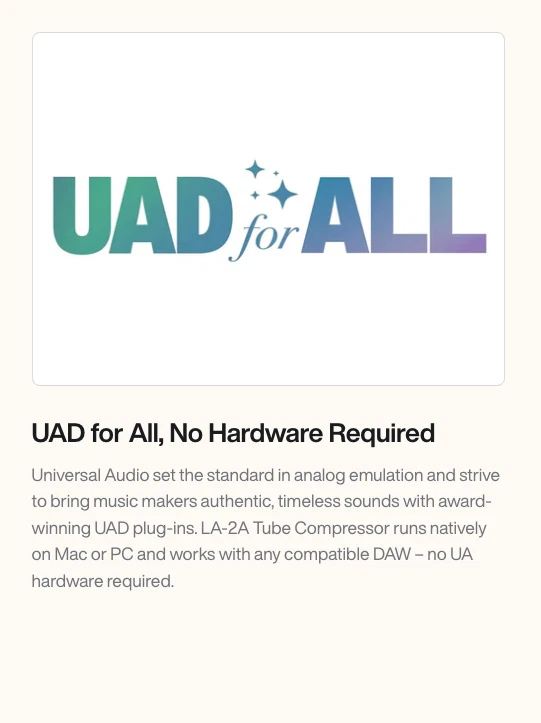 Universal Audio – LA-2A Tube Compressor – VST / AU / AAX / Audio-Plugin - Image 4 of 4