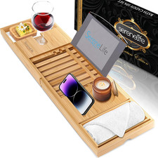 Vassoio Da Bagno in Bambù Con Scatola Regalo Di Lusso E Nastro Rosso Regalo - Va