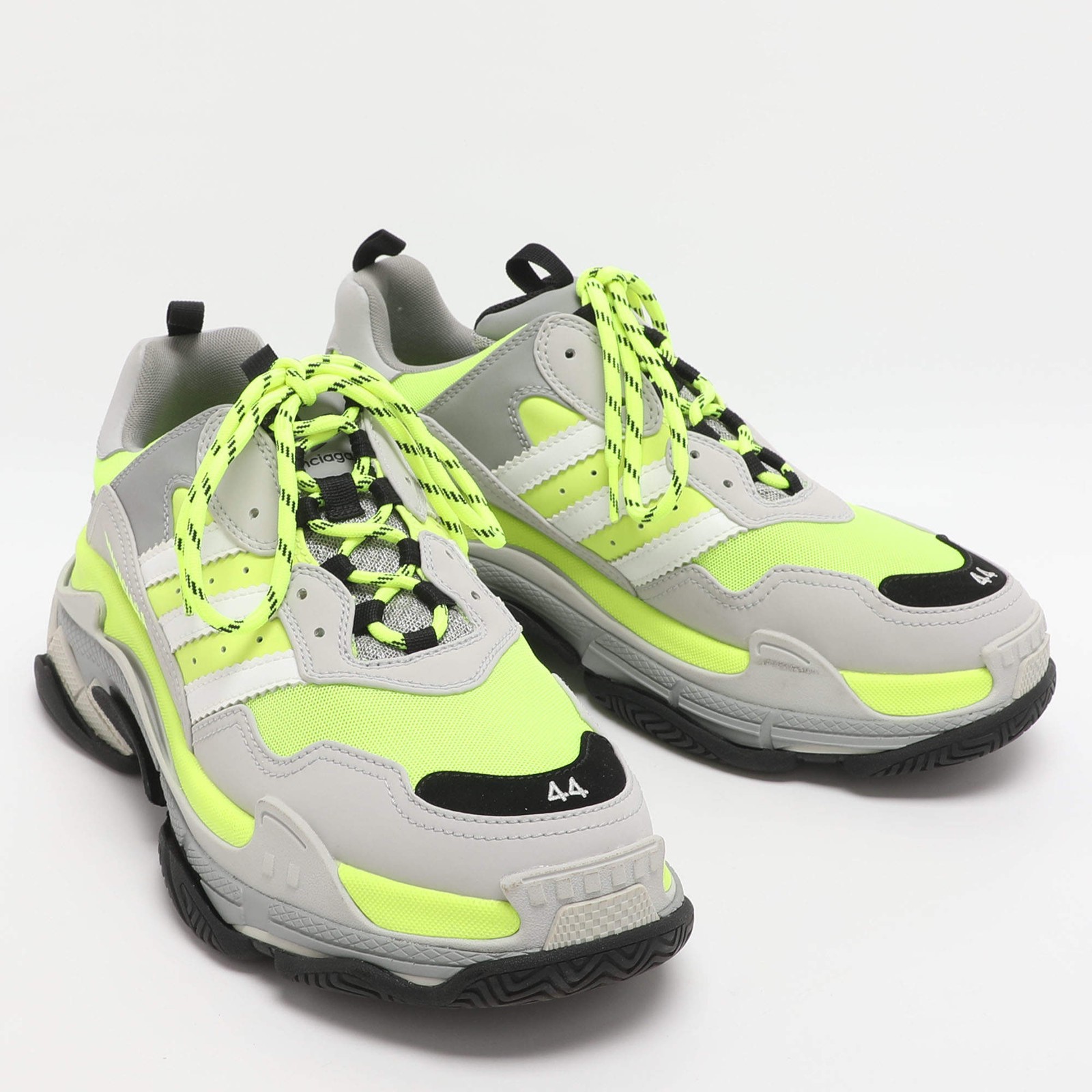 Balenciaga x Adidas Triple S Size 44 Neon GreenGrey Leather and Mesh Low Top thumbnail 4