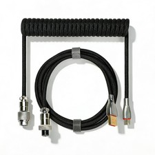 Coiled USBC to USBA Mechanical Keyboard Cable Metal Aviator 1.5M Black