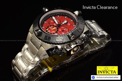 Invicta Mens Subaqua Noma IV Chronograph GMT Quartz Red Dial Silver Tone Watch