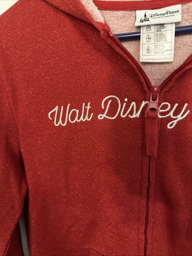 GIRLS RED SPARKLE DISNEYLAND HOODED SWEATSHIRT.... SIZE XL - Picture 3 of 11