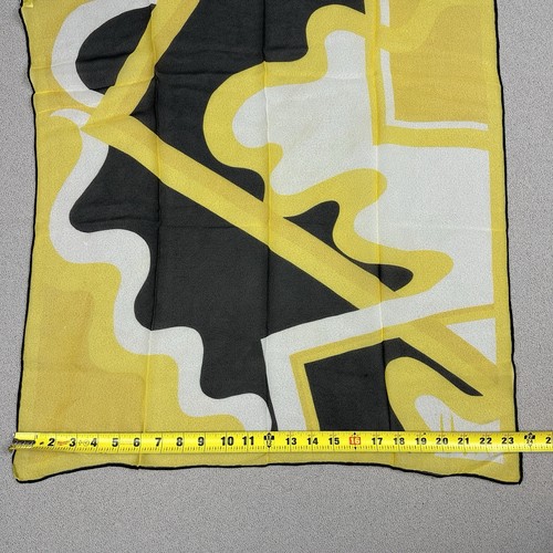 Vtg Vera Neumann Hand-rolled Scarf Yellow Black White Abstract 24” Silk Blend - Picture 6 of 7
