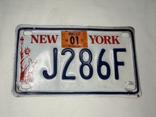 New York Statue Of Liberty 2001 Motorcycle License Plate J286F