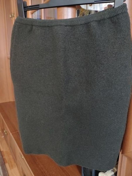 Women Jigsaw Skirt Green Wool 36