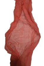 Vtg All Silk Chiffon Fitted Scarf Sheer Peach 54"x 15.5" w/ Head Opening  24"