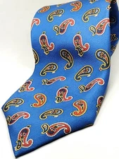 BERT PULITZER made in USA 100% Silk Tie Men's Blue Red Green Gold Paisley NWT