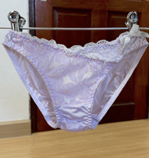 Vintage Sheer Purple Panty Polyester Sissy Bikini Nylon Lace Hi Cut Brief Sz.5