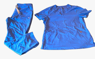 FIGS Technical Collection Women s Blue Solid Scrub Set Top & Pants
