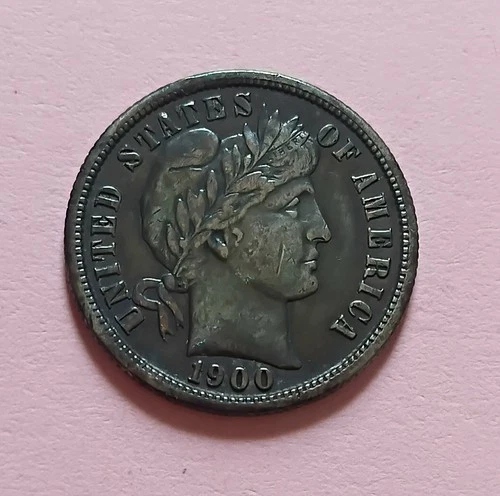 1900-S US 10 cents barber dime silver coin "Philippine Date"