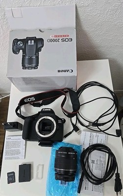 Canon Eos 2000 D 24,1MP Kit Spiegelreflexkamera +Canon EF-S 18-55 mm und Origina