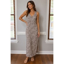 Soma Maxi Dress Leopard Animal Print Soft Cotton Lounge Wear Medium