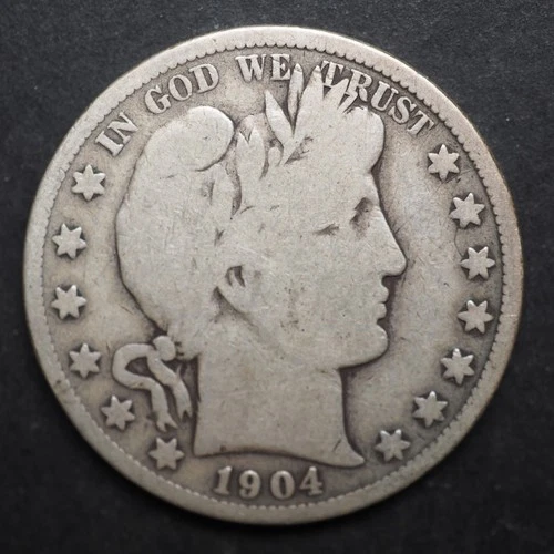 1904  *S*  BARBER SILVER HALF DOLLAR  ***NICE*** FREE SHIPPING   C2154