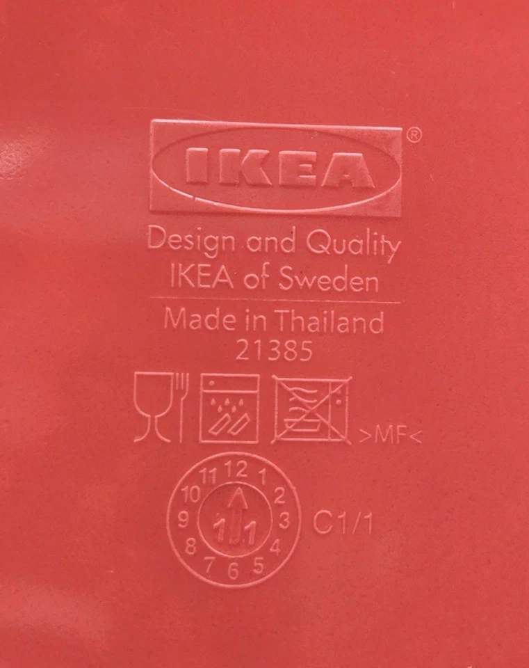 Juego de 4 platos de cena de melamina floral rosa rojo IKEA borde redondeado cuadrado de 13,5 pulgadas Foto 4 de 4