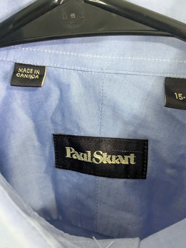 Paul Stuart Dress Shirt Men's 15 Blue Button Up Long Sleeve Preppy - Image 2 of 4