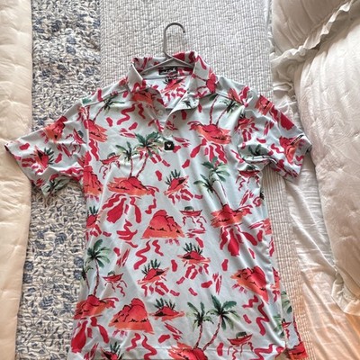 Bad Birdie Men s Polo Shirt L Regular Short Sleeve Collared Floral Tropical
