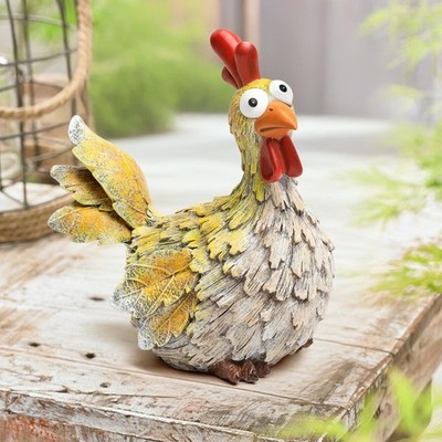Smadeer Lustige Hühner Ornamente für Outdoor Garten 17 x 9,9 x 17,9 cm, gelb