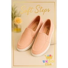 Women’s Coral Pink Canvas Slip-On Loafers Comfort Shoes Size 7.5 New