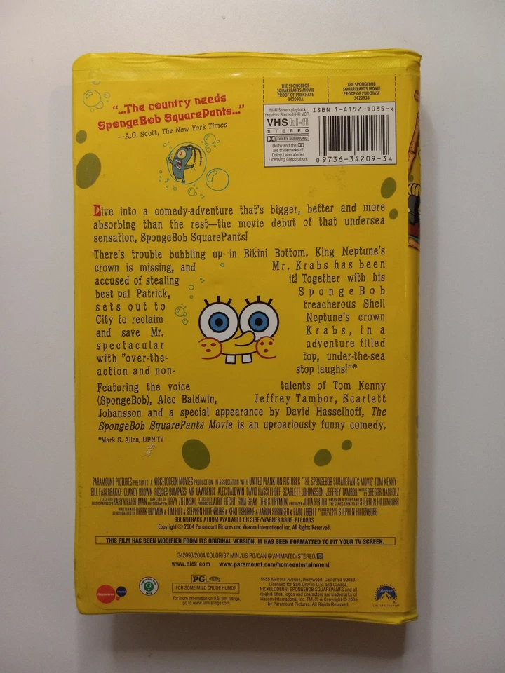 The Spongebob Squarepants Movie (VHS Clamshell Case, 2005) Nickelodeon - Image 2 of 3