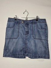 Vintage Faded Glory 90s Denim Skirt Womens 12 Dark Denim Jean Pockets 90s Y2K