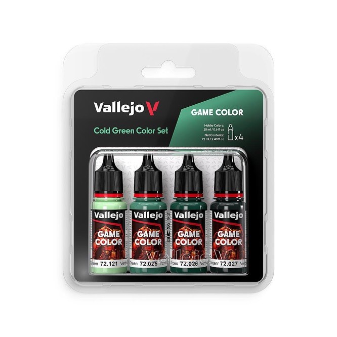Vallejo 72.383 - Color Set Cold-Green, 4x 18 ml - New