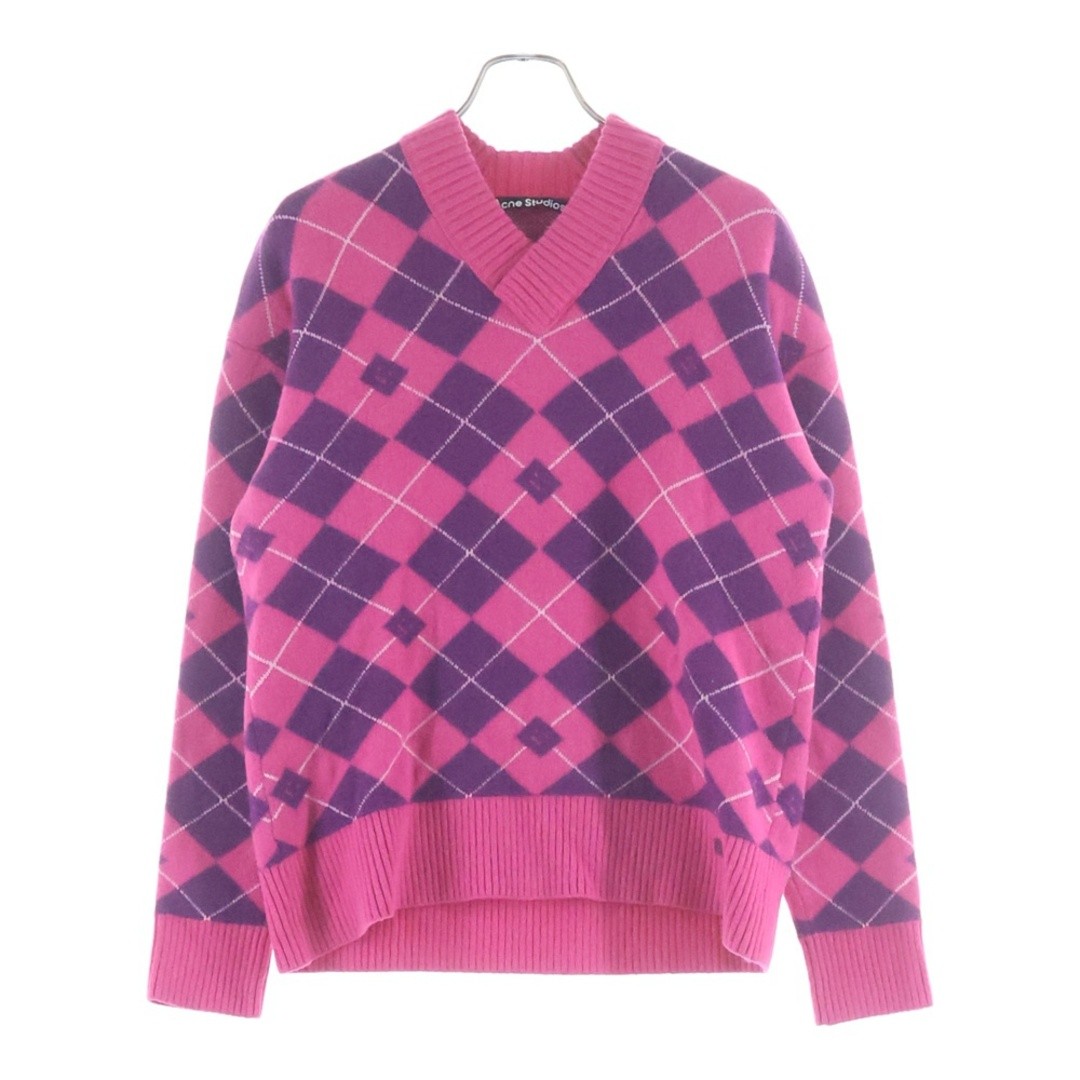 Acne Studios Face Logo Total Pattern Argyle V-nec… - image 1