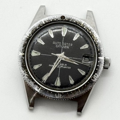 CITIZEN Citizen Auto Data Skin Diver 200M Black AT Men's Antique Watch Authentic