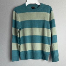 NWT Crewcuts Cashmere Teal and Light Green Striped Kids Sweater Size Large 10/11