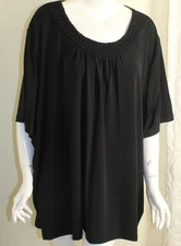Maggie Barnes Catherines Sz 4X Black Modernist Perfect Detail Liquid Knit Blouse
