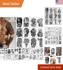 Express Yourself with 36 Sheets of Realistic Temporary Tattoos for Any Occasion