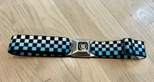 BuckleDown Cadillac Buckle Seatbelt Belt 44" Checker Blue Black White Adjustable