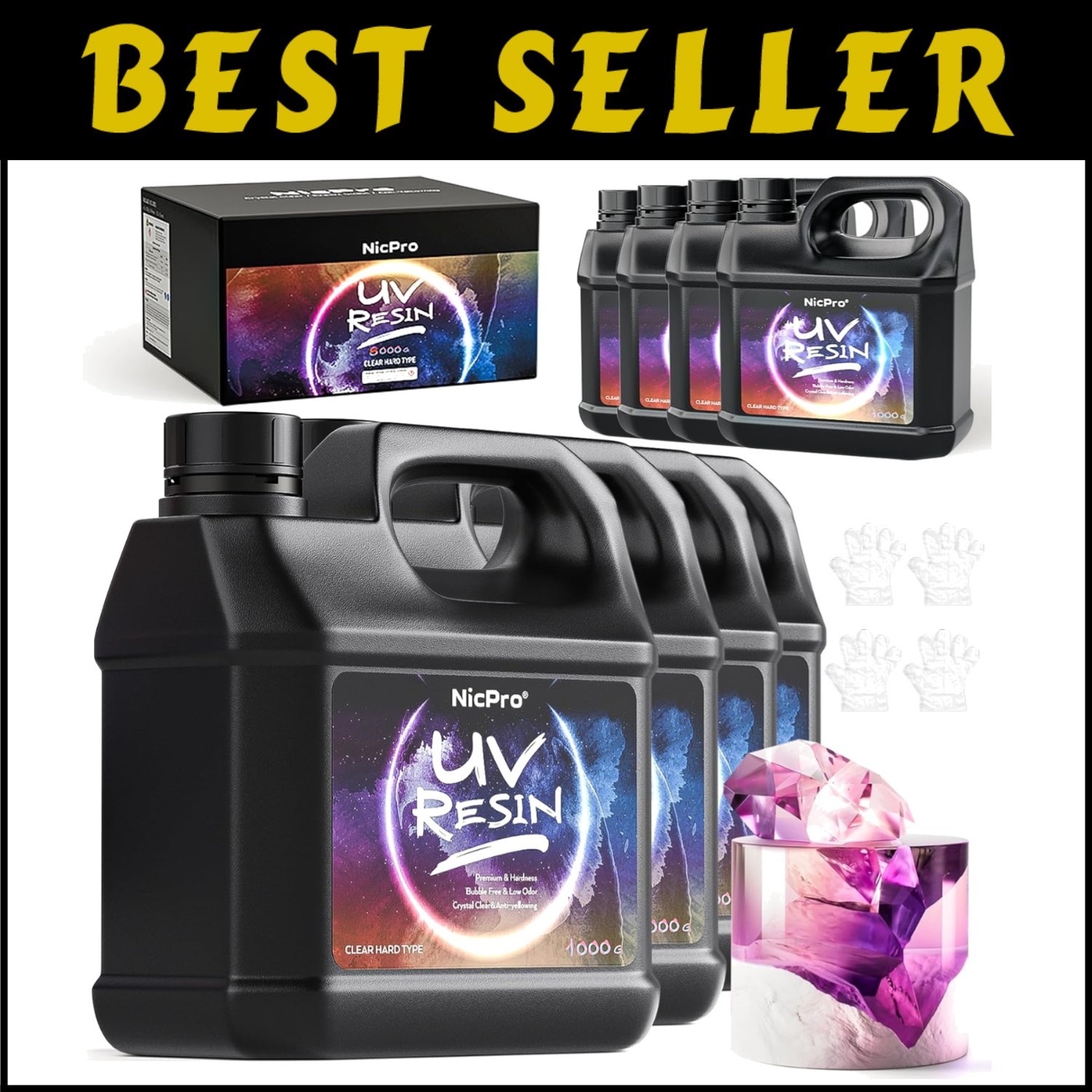 8000g Large Capacity Fast-Curing Self-Leveling UV Resin for Crafts