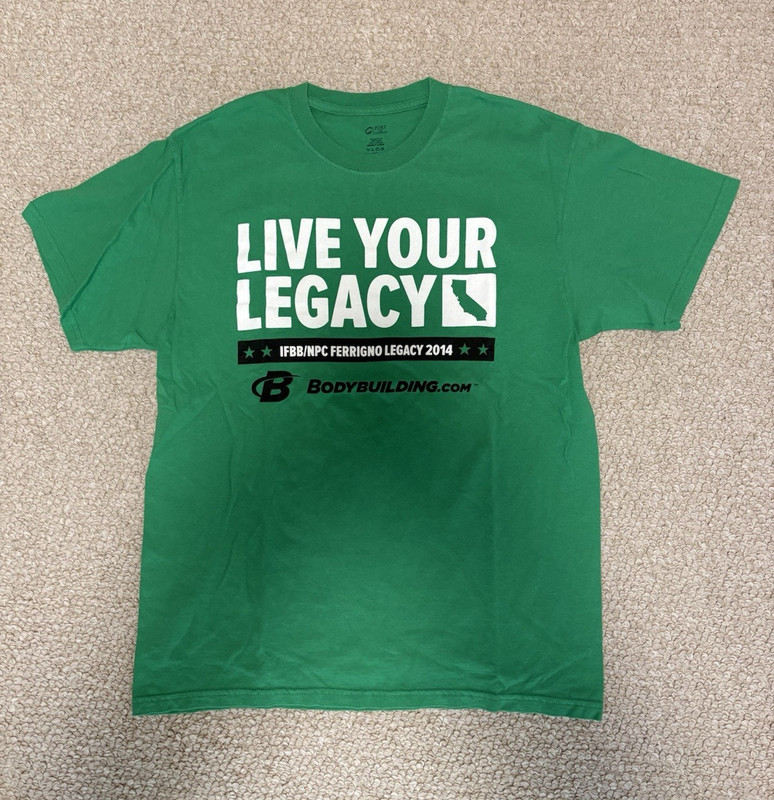 Men's L Green Ferrigno Legacy 2014 T-Shirt Bodybuilding Contest Santa Barbara