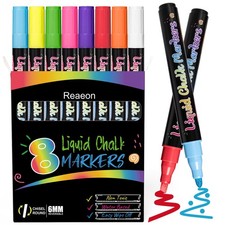 Reaeon Chalk Markers, Vibrant Color Liquid 1 Count Pack of 8 , Multicolor